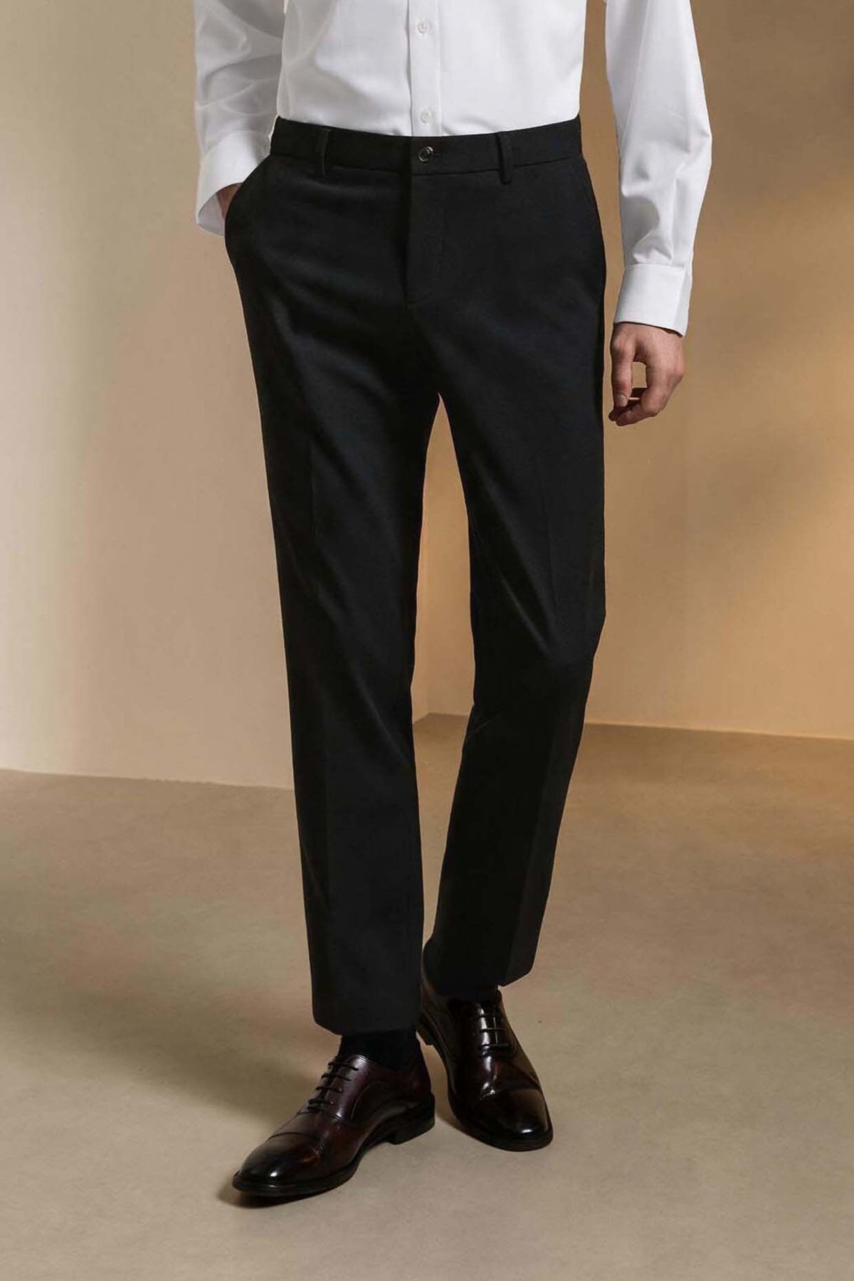 Lyocell Cashmere Blend Smart Fit Suit Pants with Hidden Elastic Waistband