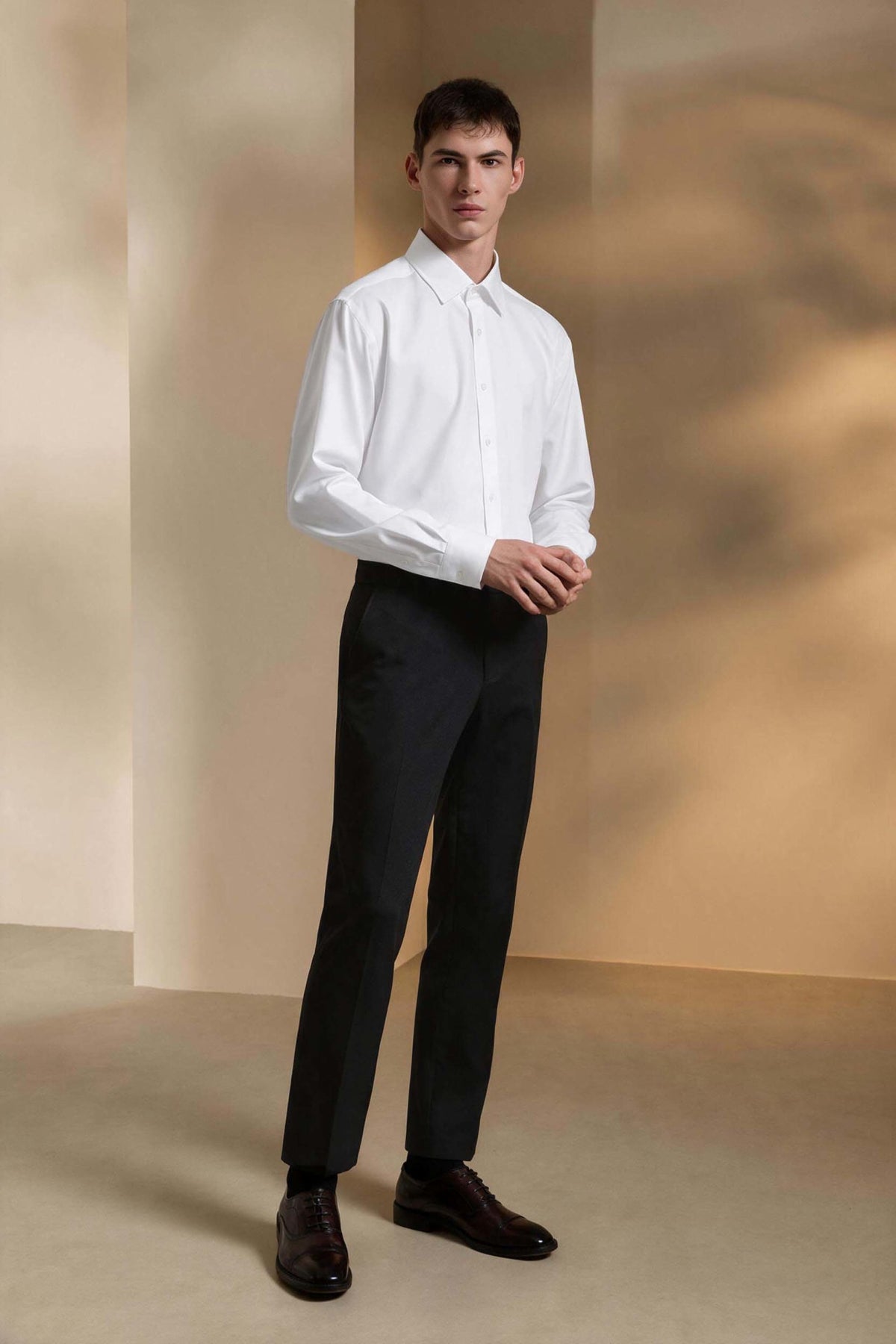 Lyocell Cashmere Blend Smart Fit Suit Pants with Hidden Elastic Waistband