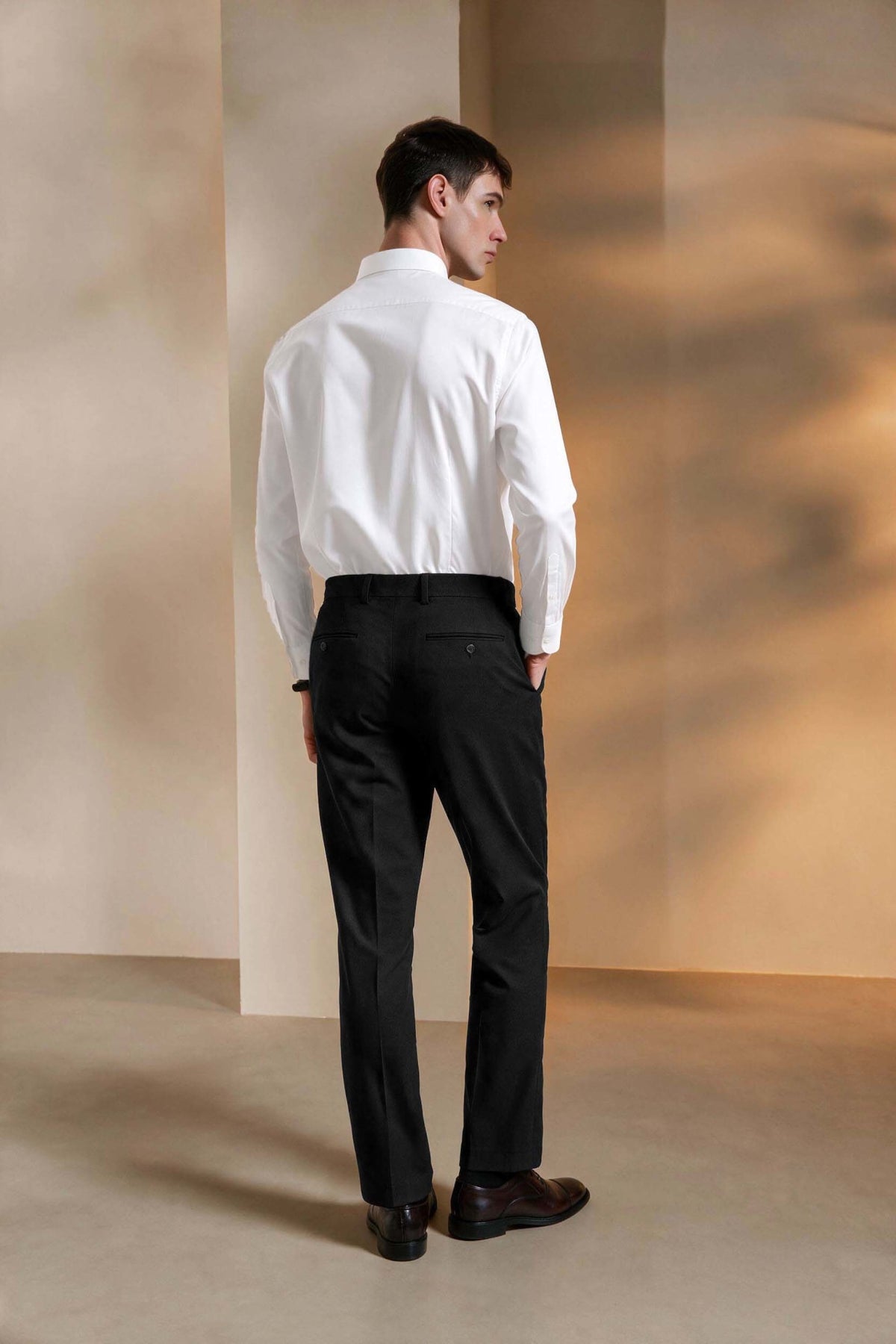 Lyocell Cashmere Blend Smart Fit Suit Pants with Hidden Elastic Waistband