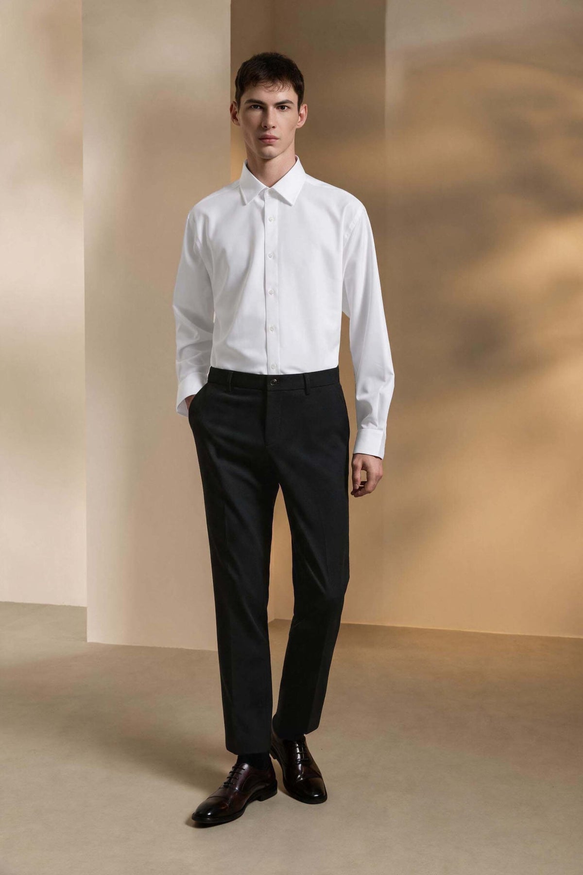 Lyocell Cashmere Blend Smart Fit Suit Pants with Hidden Elastic Waistband