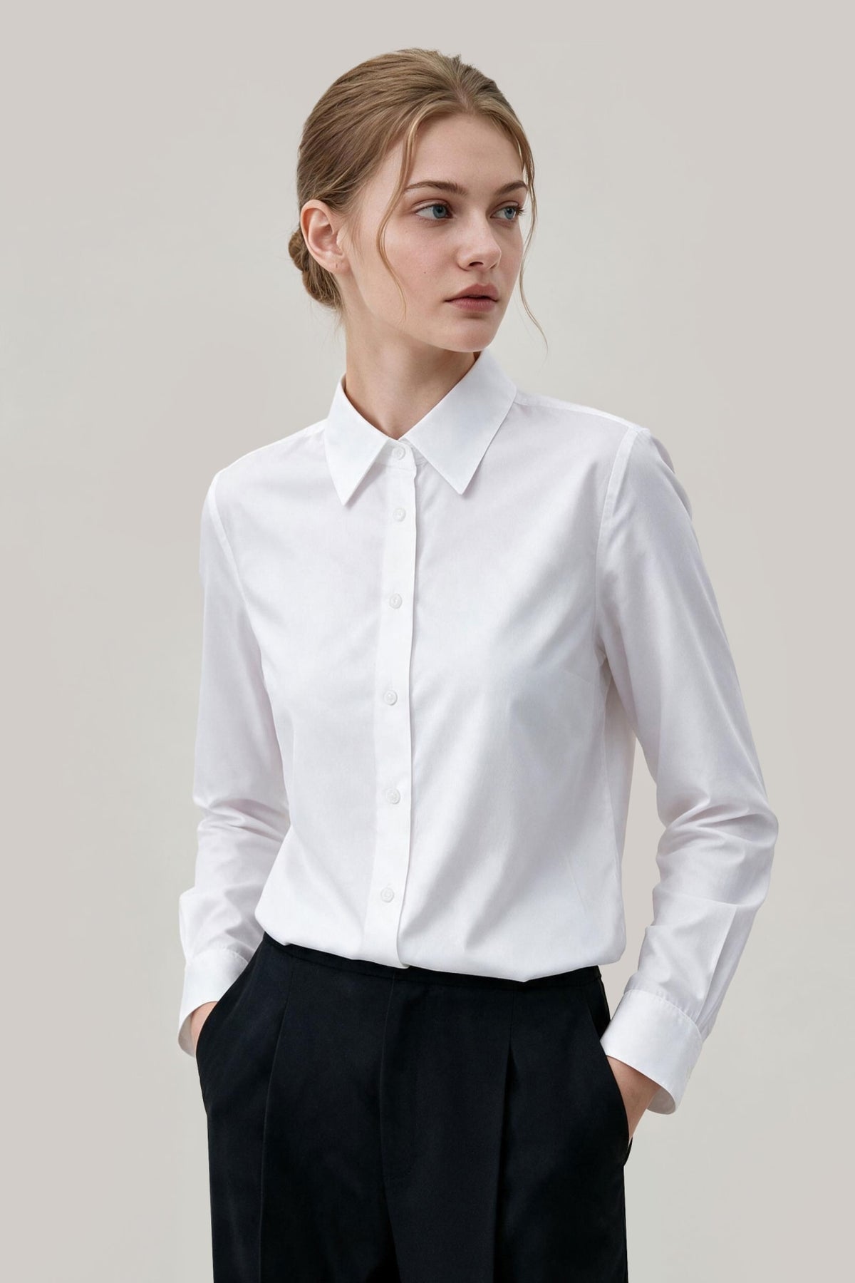 Non-Iron Cotton Blend Popln Slim Fit Long Sleeve Shirt