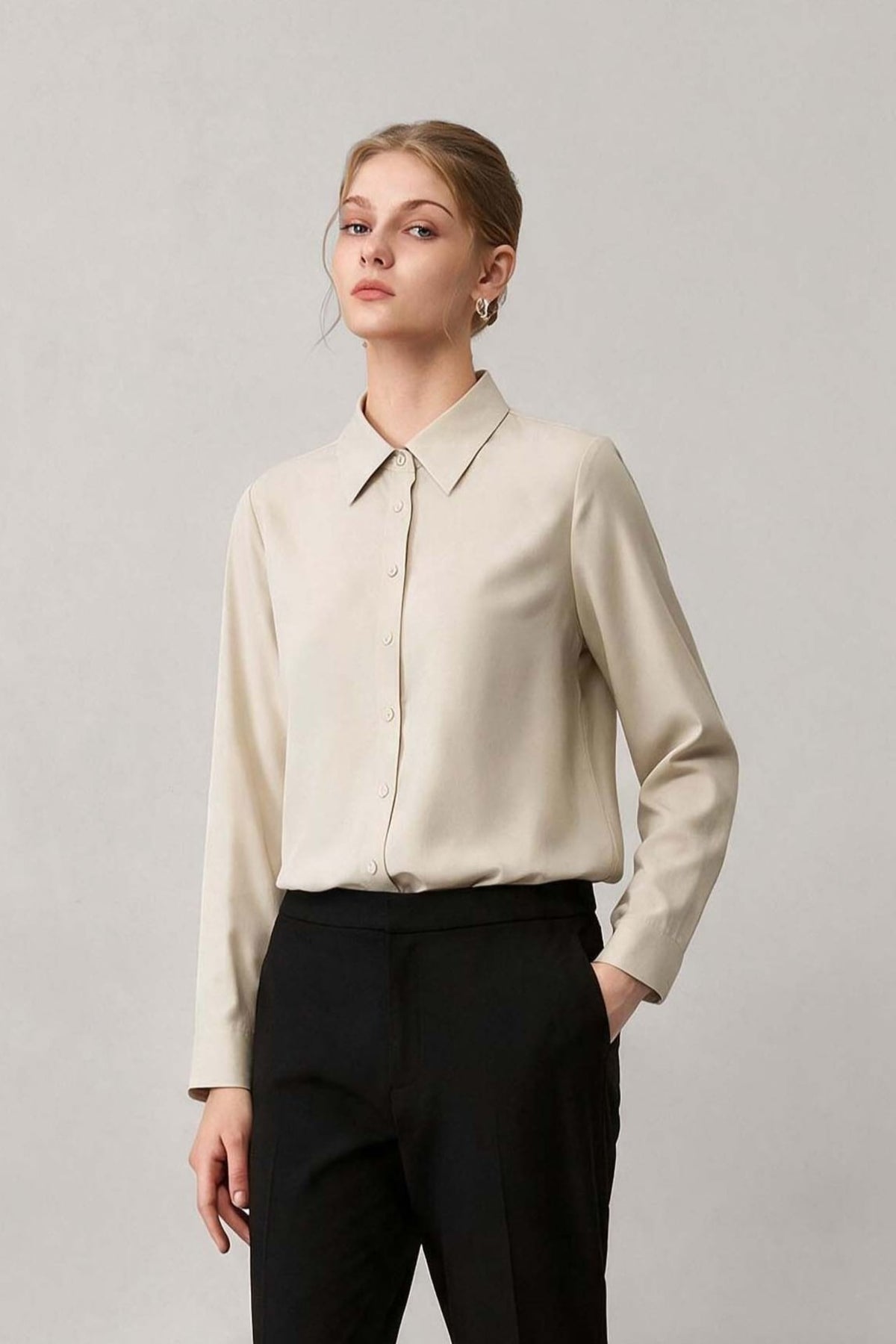 Non-Iron Cotton Blend Popln Slim Fit Long Sleeve Shirt