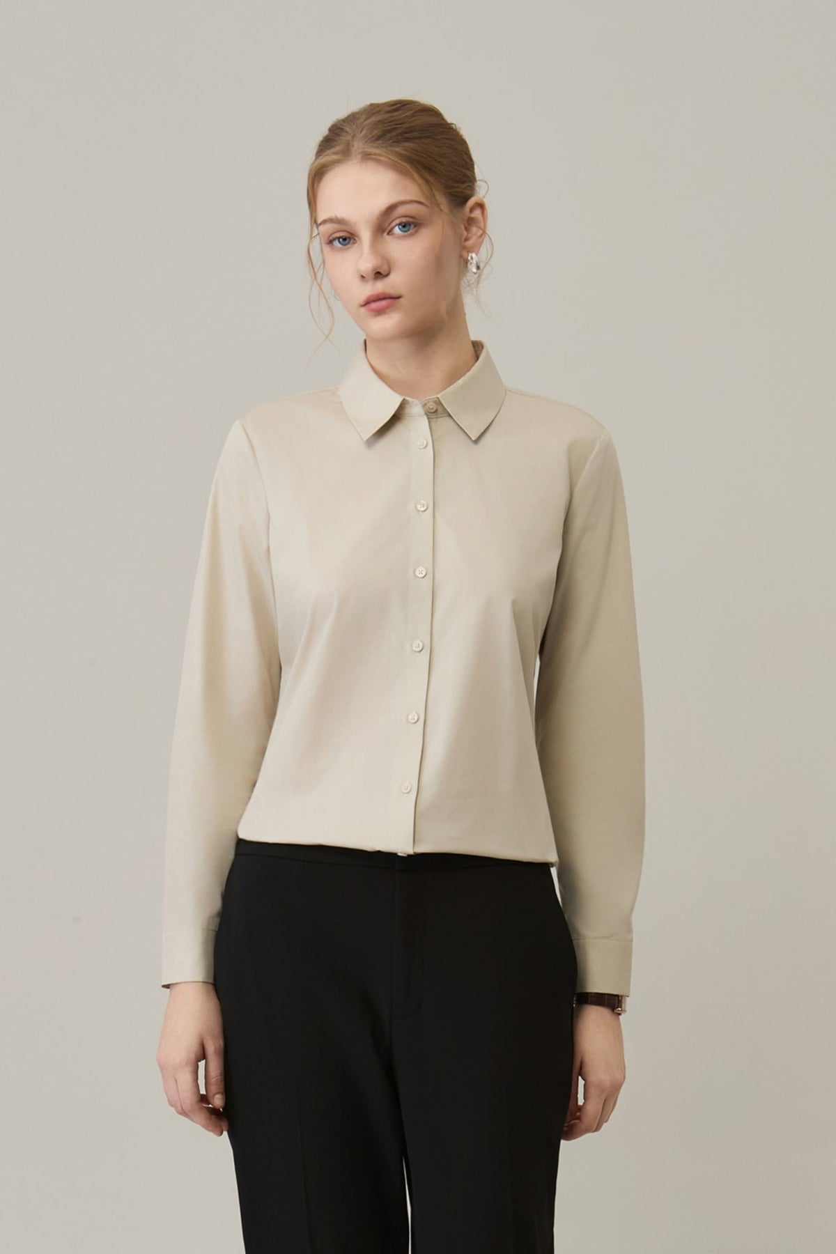 Non-Iron Cotton Blend Popln Comfort Fit Long Sleeve Shirt