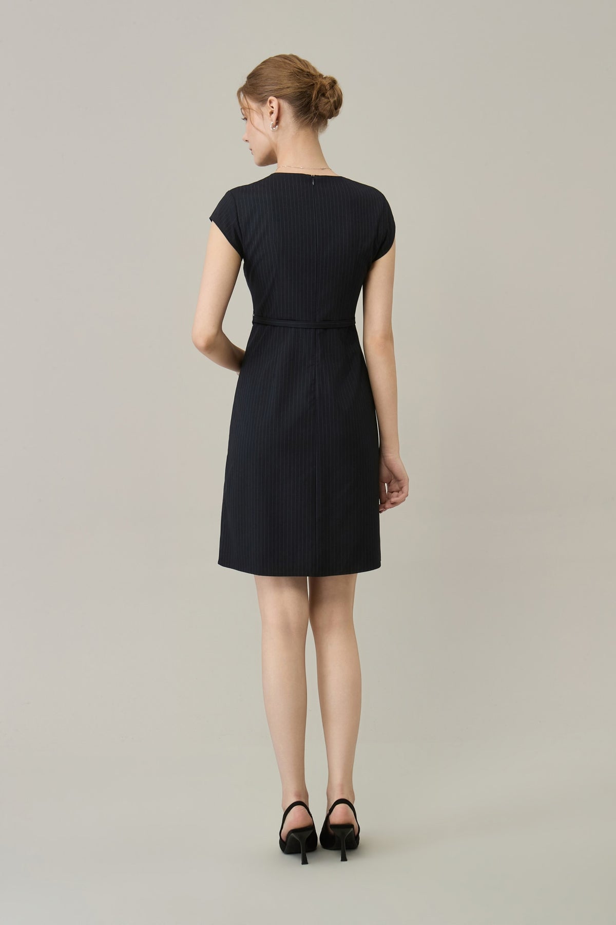 Poly Plain Weave Round Neck A-Shape Dress