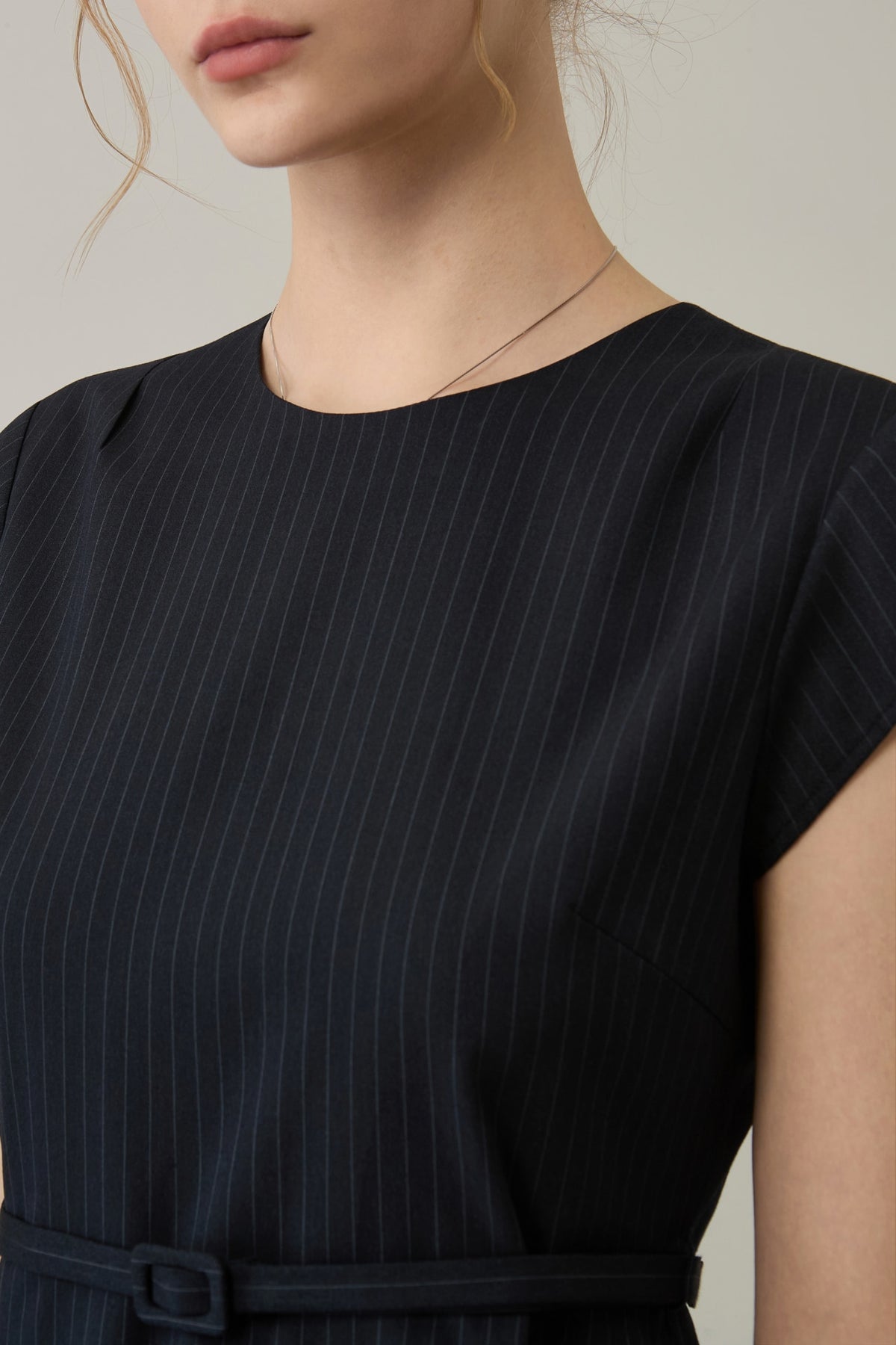 Poly Plain Weave Round Neck A-Shape Dress