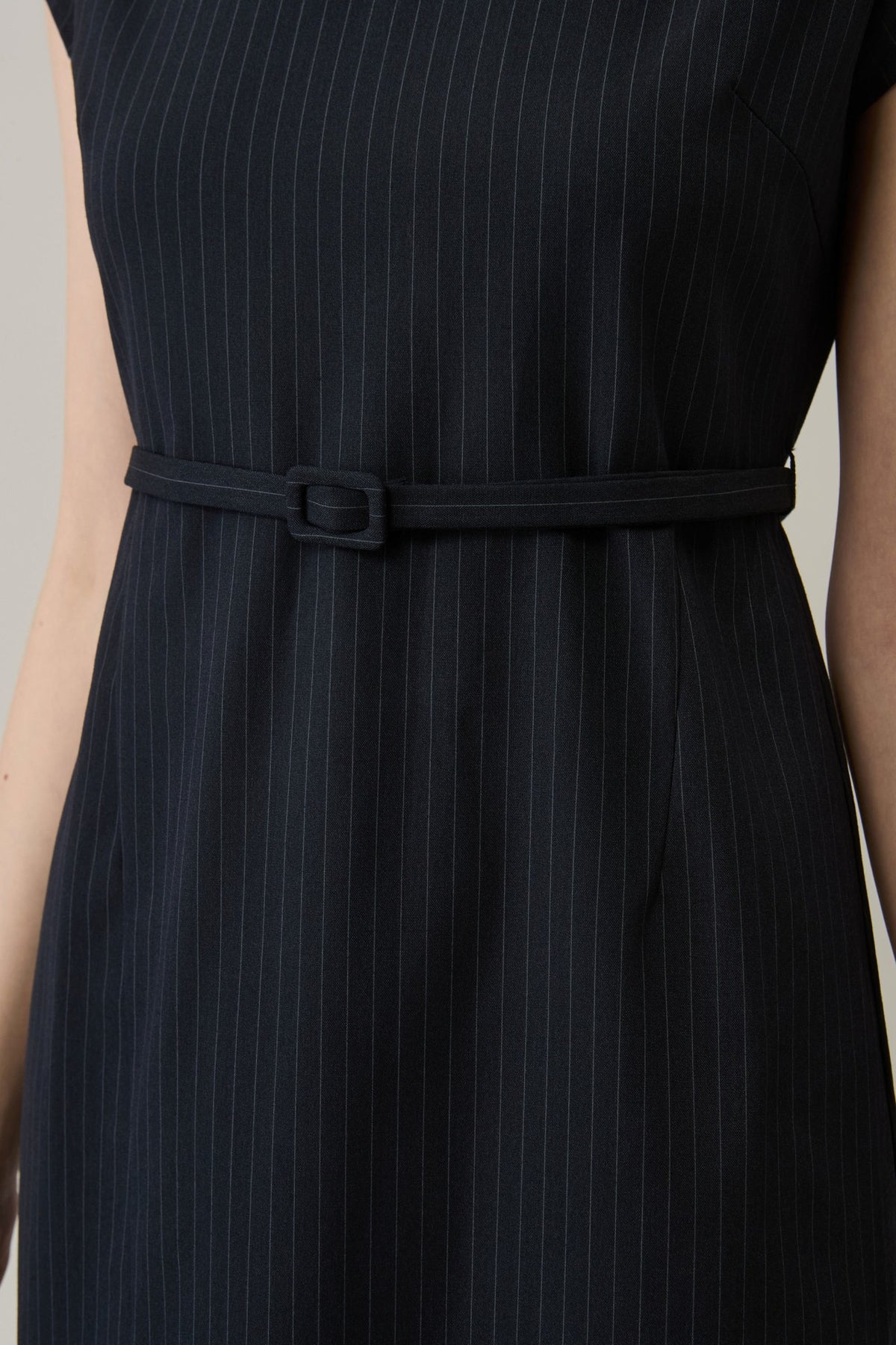 Poly Plain Weave Round Neck A-Shape Dress
