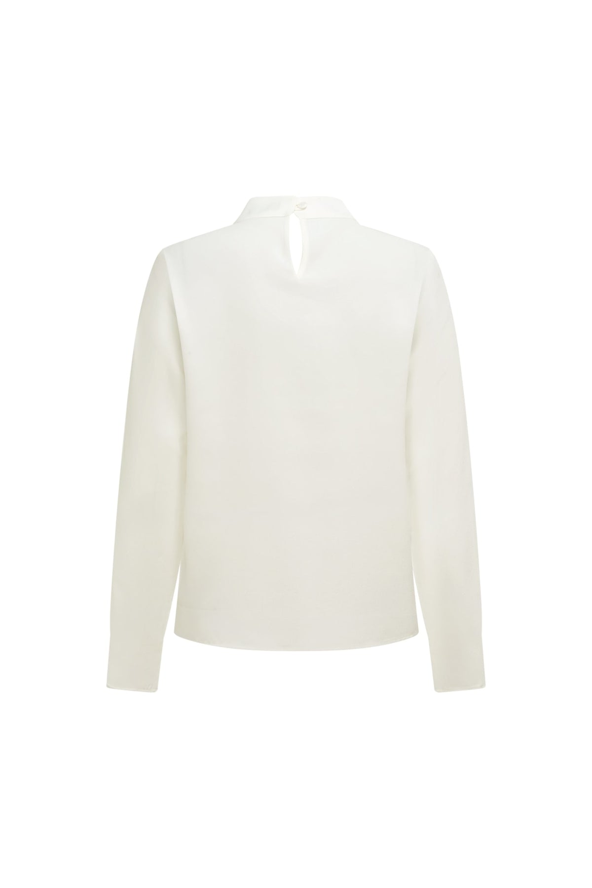 Poly Crepe Self-Tie Stand Collar Regular Fit Blouse