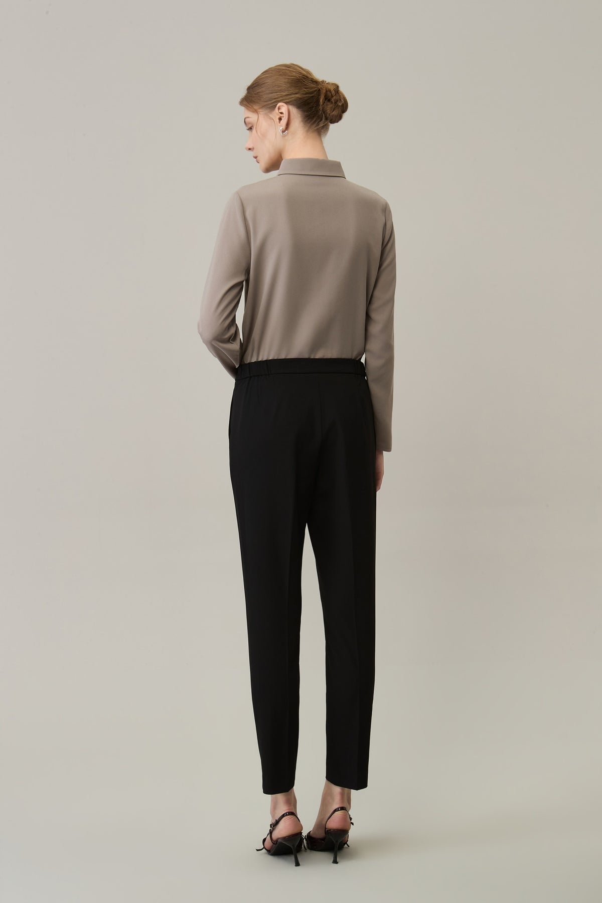 Poly Crepe Cigarette Hip Hanger Suit Pants
