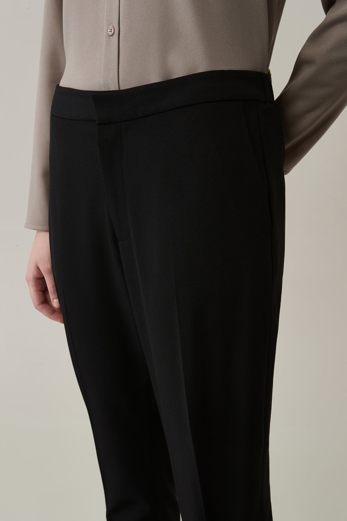 Poly Crepe Cigarette Hip Hanger Suit Pants