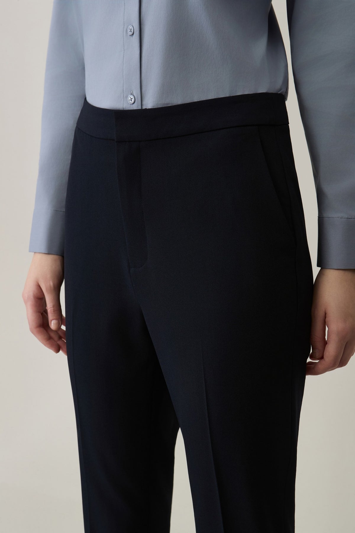 Poly Crepe Cigarette Hip Hanger Suit Pants