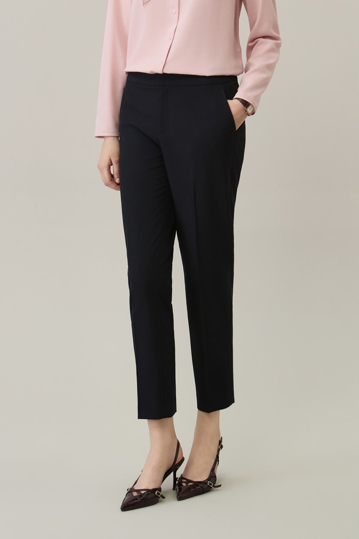 Poly Plain Weave Cigarette Hip Hanger Suit Pants