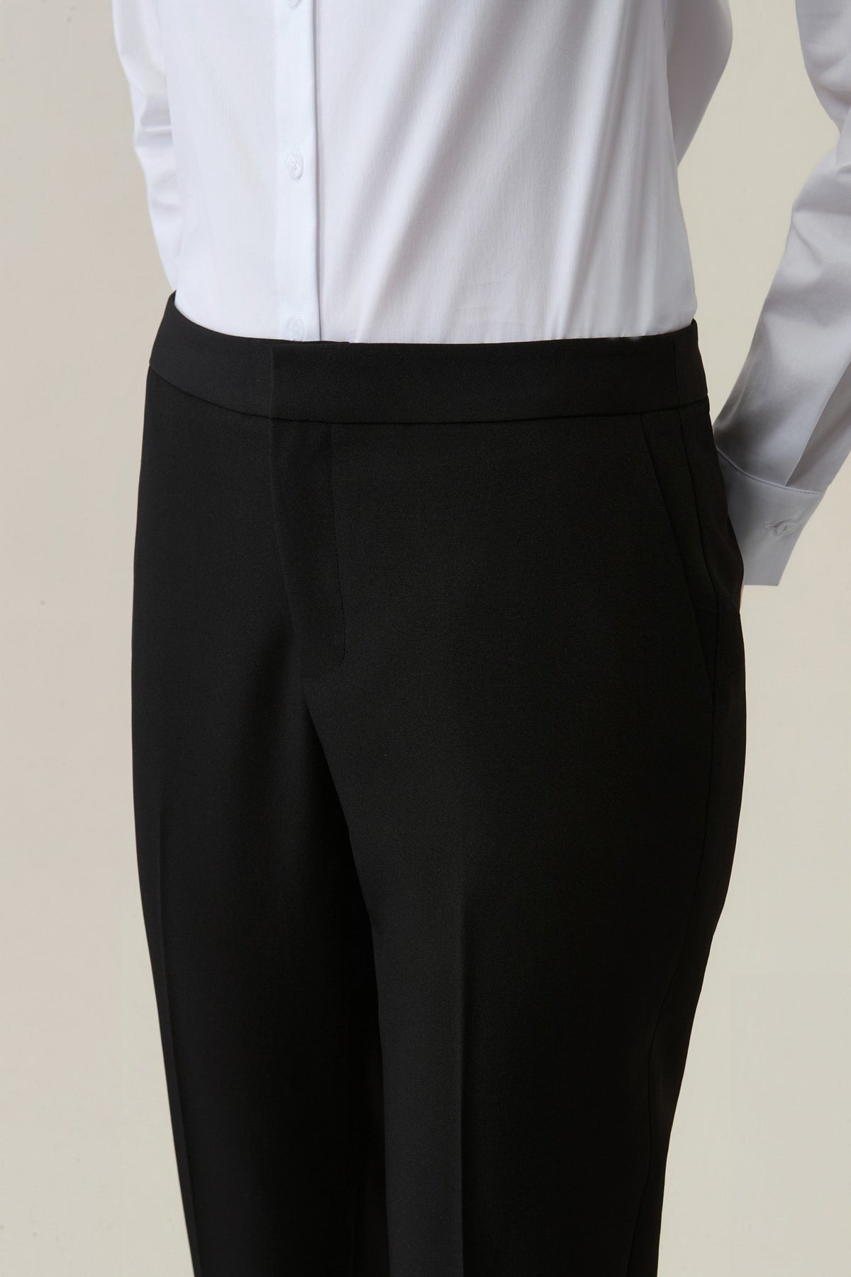 Poly Plain Weave Cigarette Hip Hanger Suit Pants