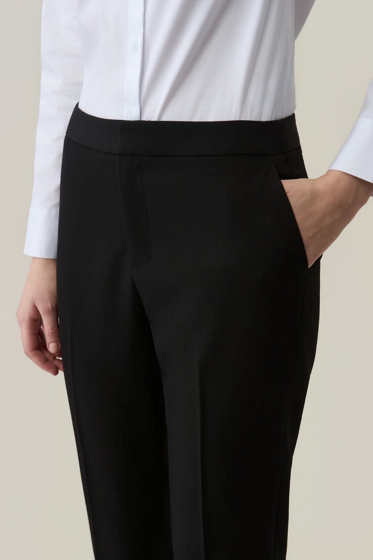 Poly Plain Weave Cigarette Hip Hanger Suit Pants