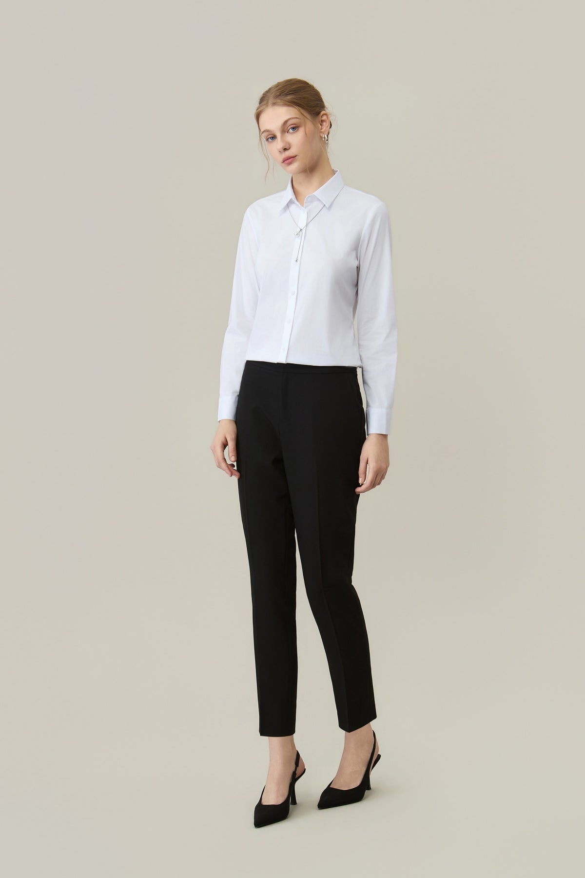 Poly Plain Weave Cigarette Hip Hanger Suit Pants