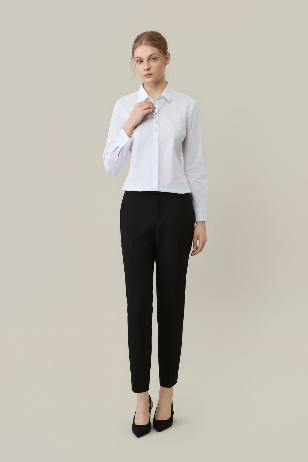 Poly Plain Weave Cigarette Hip Hanger Suit Pants