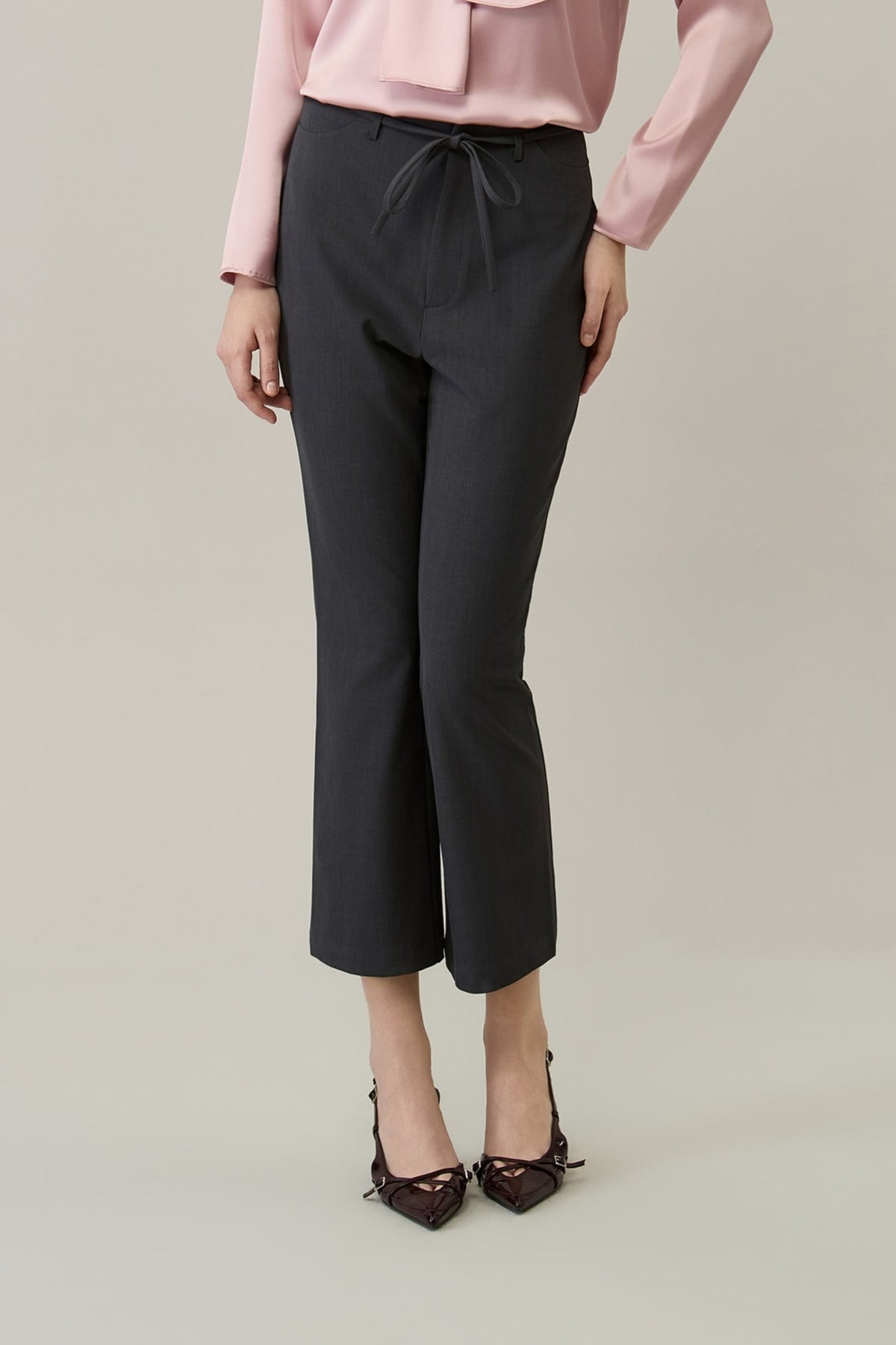 Slim Boot Regular Waist Casual Pants with Belt