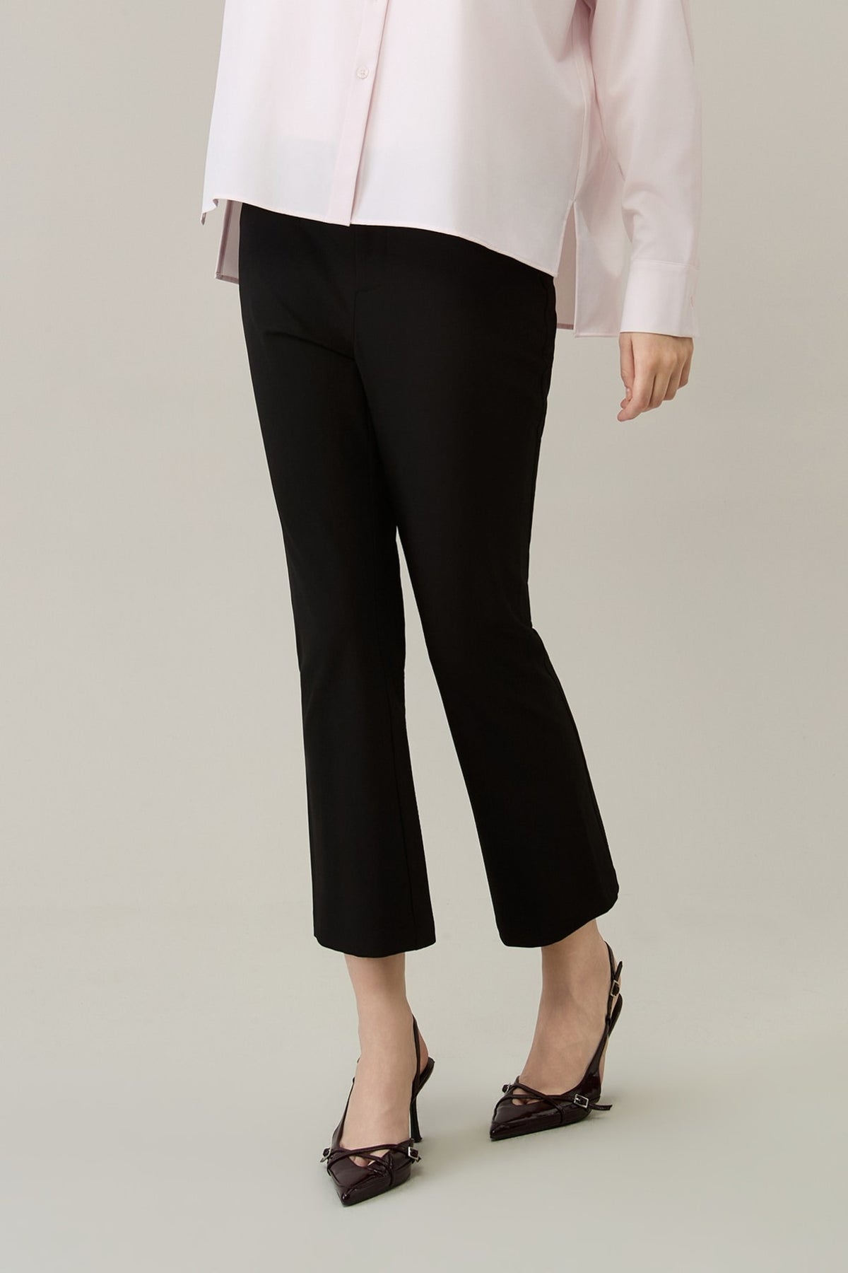 G2000 - Pants - Slim Boot Regular Waist Casual Pants with Belt - Black - No Fit