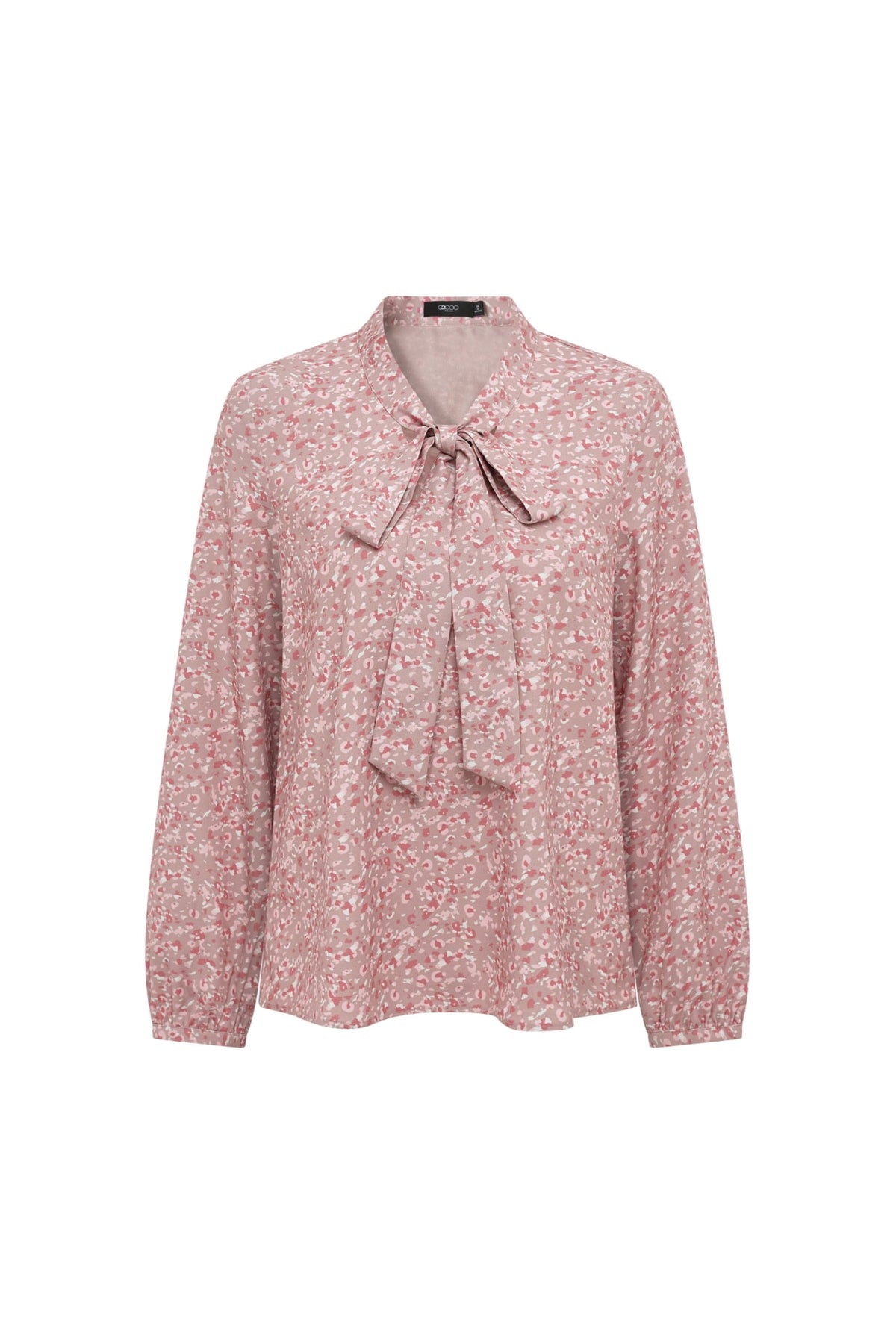 Abstract Leopard-Print Regular Fit Tie Blouse
