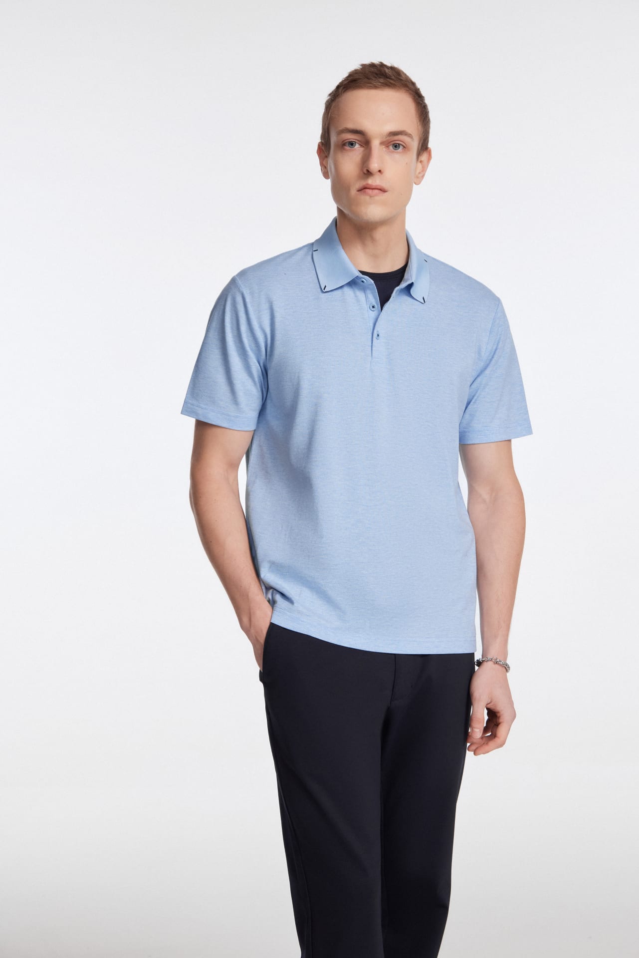 Niles Jacquard Collar Non-Iron Pure Cotton Pique Polo | G2000 SG