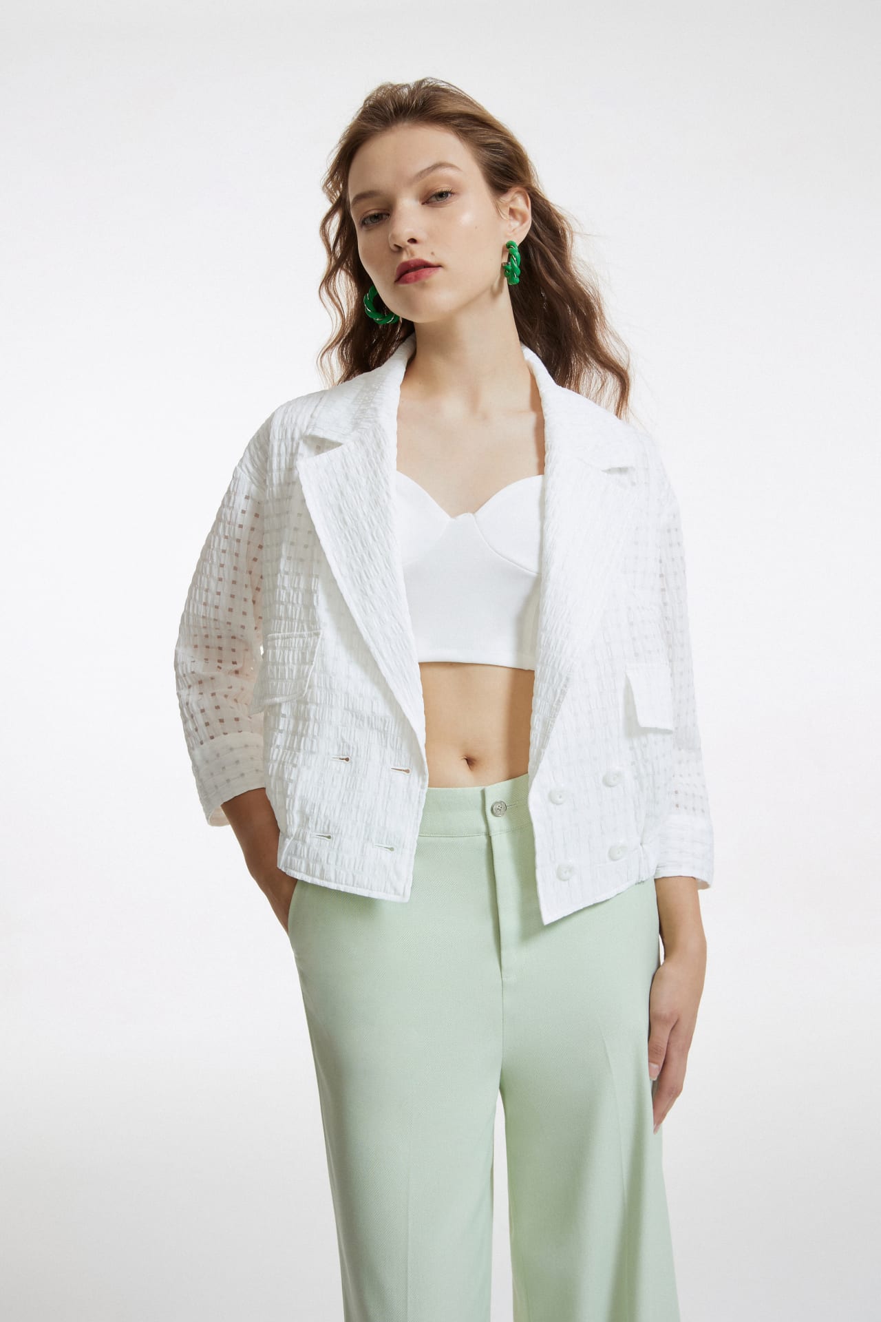 White eyelet sale blazer